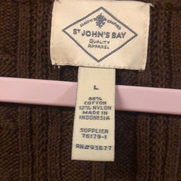 Large- NWOT St John’s Bay Long Sleeve Sweater. The color is Chocolate Brown. - Picture 3 of 8